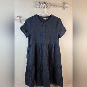 GAP Kids 14/16 Charcoal Black Button-Up Dress